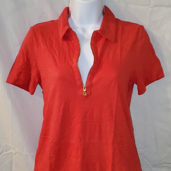 Tory Burch red half zip polo sz small - Picture 4 of 9